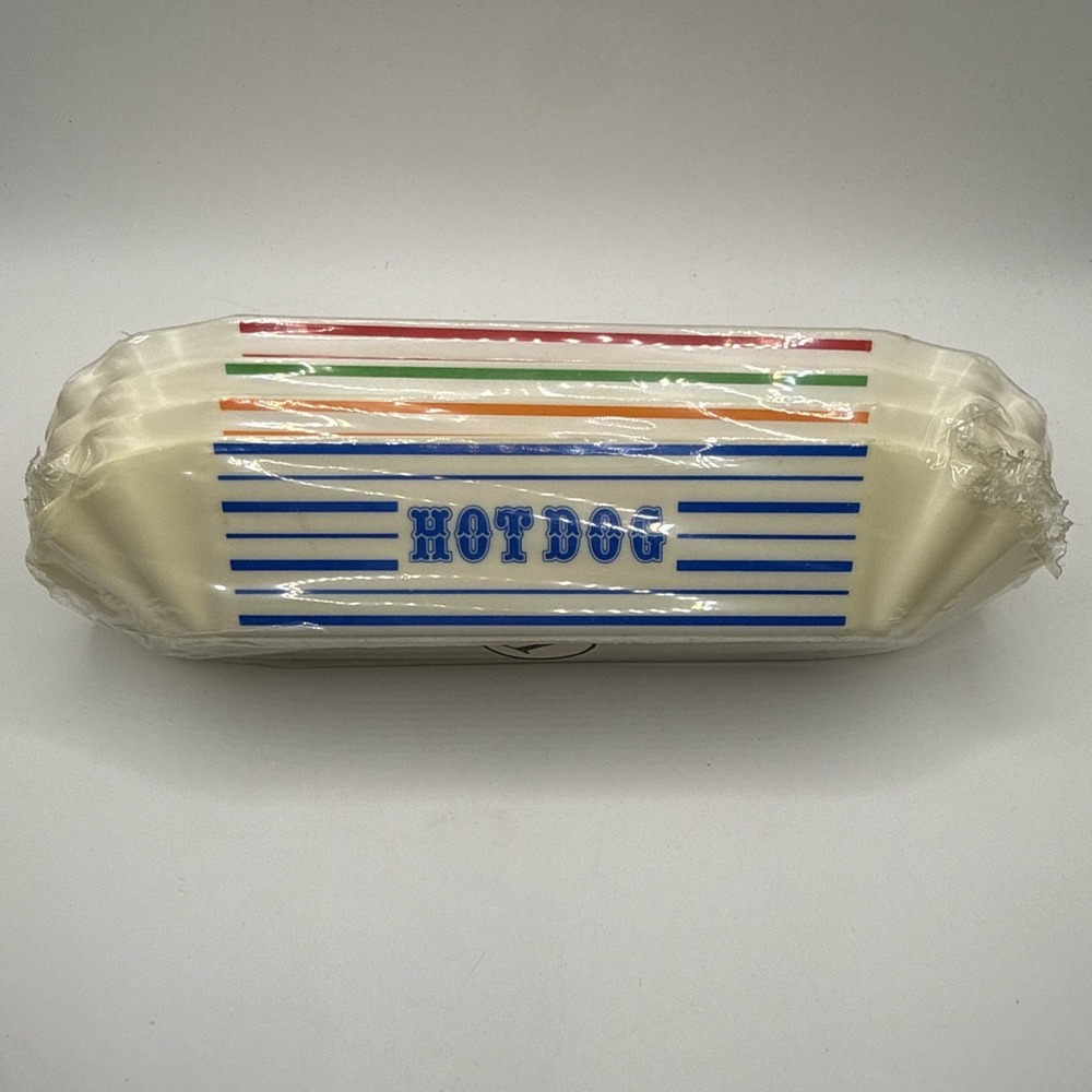 VTG 1987Plastic Hot Dog Trays Pkg of 4 Sealed Summer BBQ Picnic See Photos
